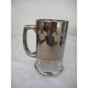 Walt Disney Mickey Mouse Silver Clear Glass Mug Cup Root Beer Stein